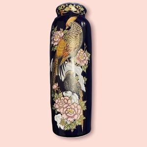 Ten inch Cobalt Blue Peacock Vase